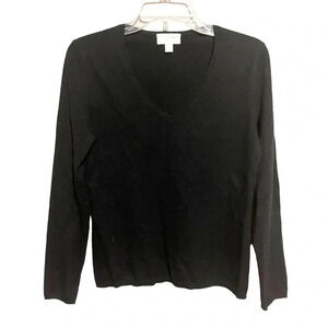 Charter Club Cashmere Sweater Womens Medium Black Long Sleeve Pullover V-Neck